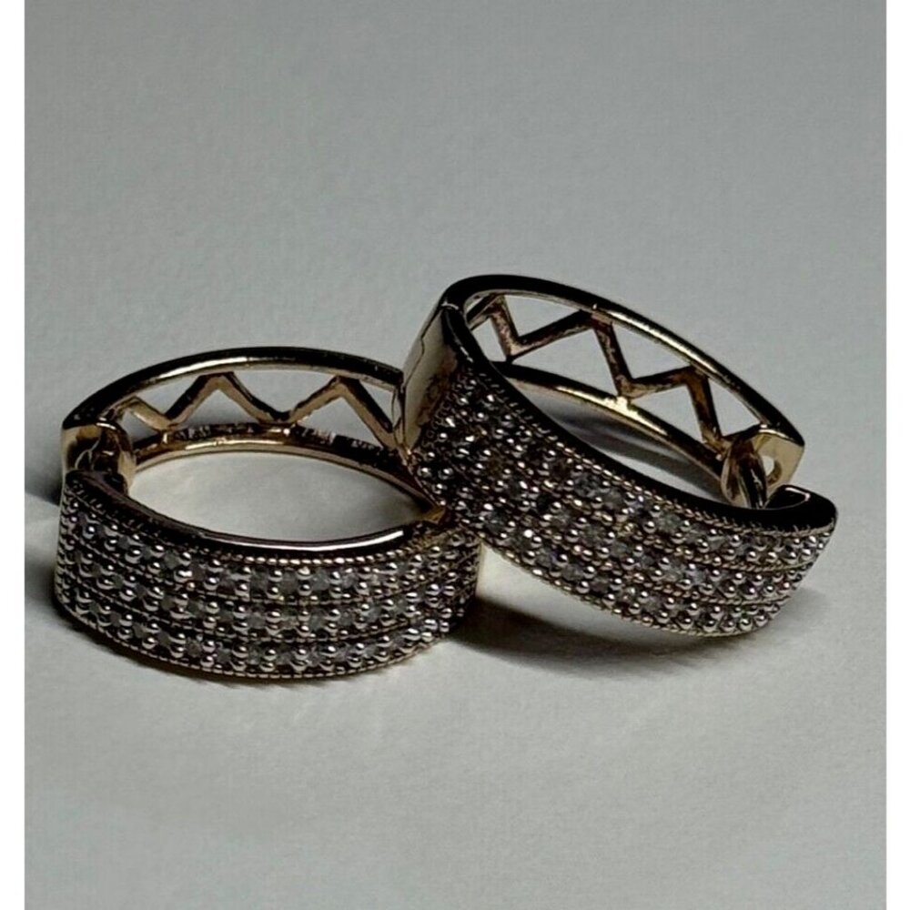 10K YELLOW GOLD DIAMONDS 0.9 CARAT EARRINGS LENGTH 18 mm